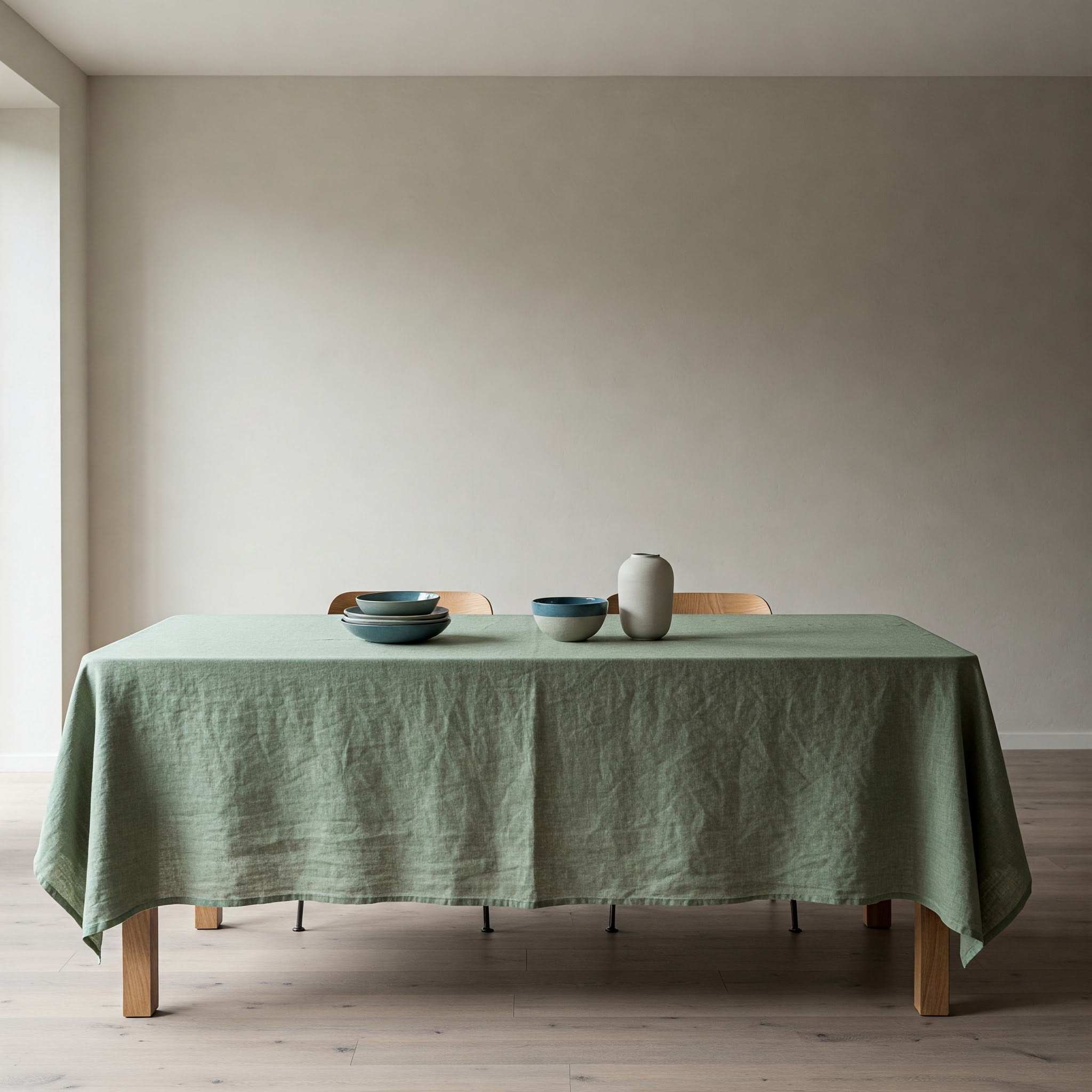 Sage Green Linen Tablecloth - Organic Flax - Natural Table Cover-0