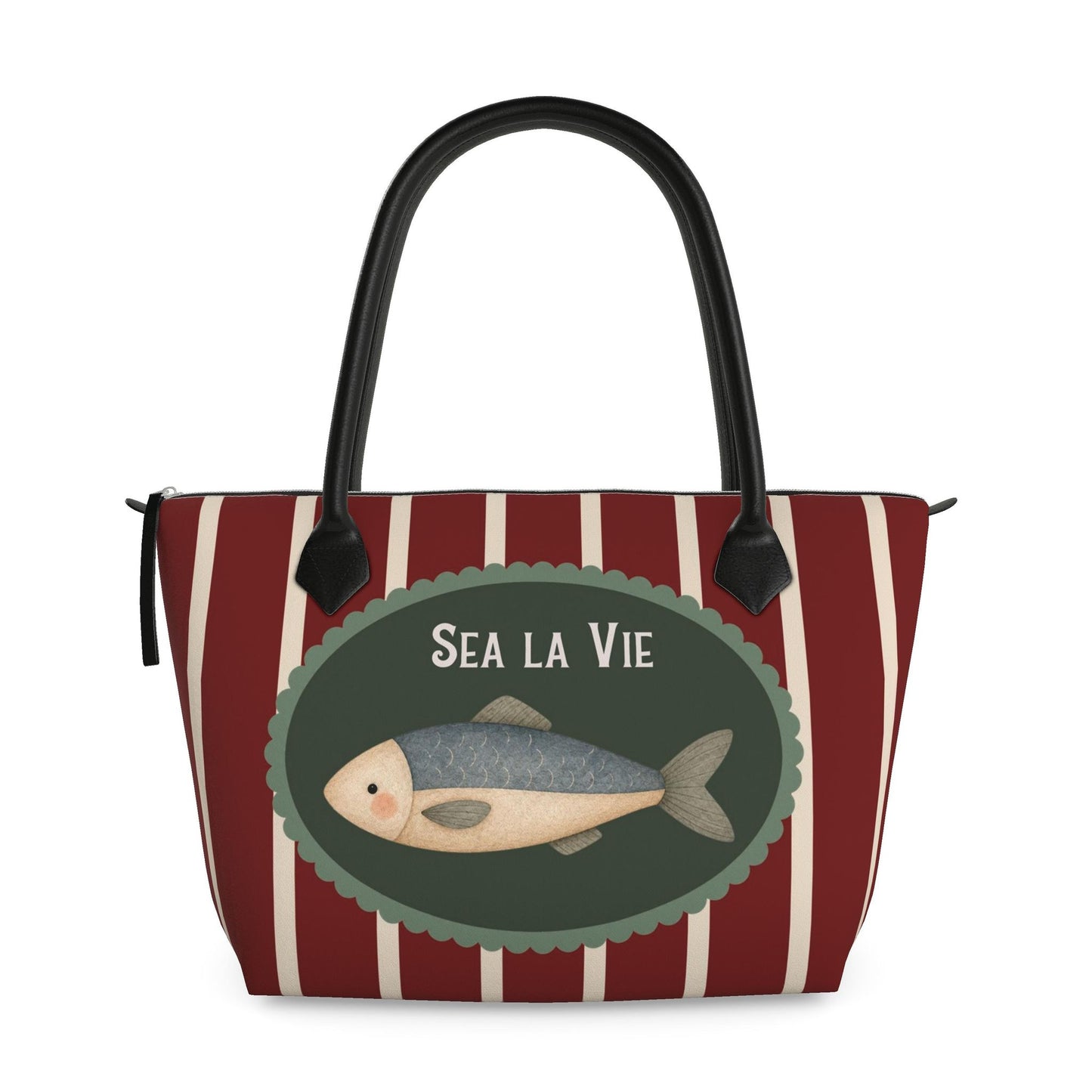 Vintage Coastal Fish Zip Tote Bag