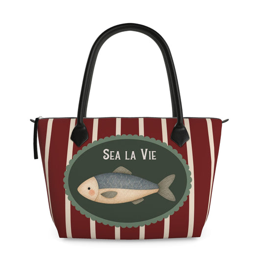Vintage Coastal Fish Zip Tote Bag