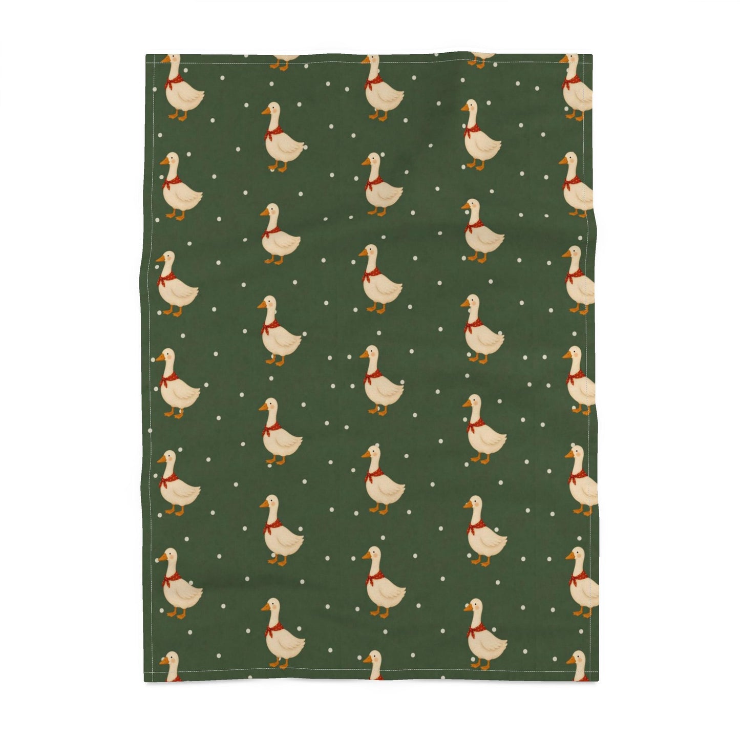 Tea Towel – Country Geese on Forest Green