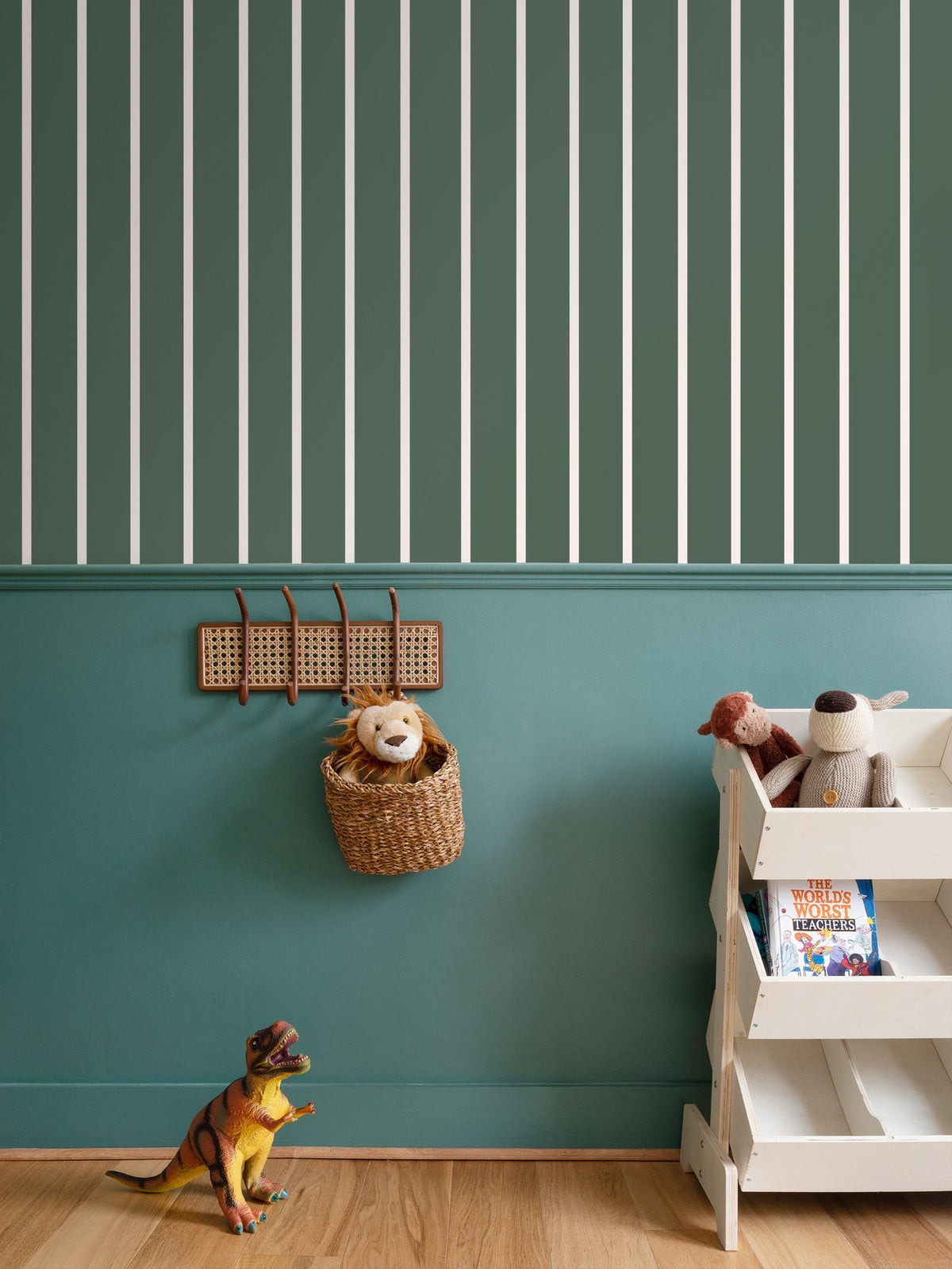 Forest Green Stripe Wallpaper