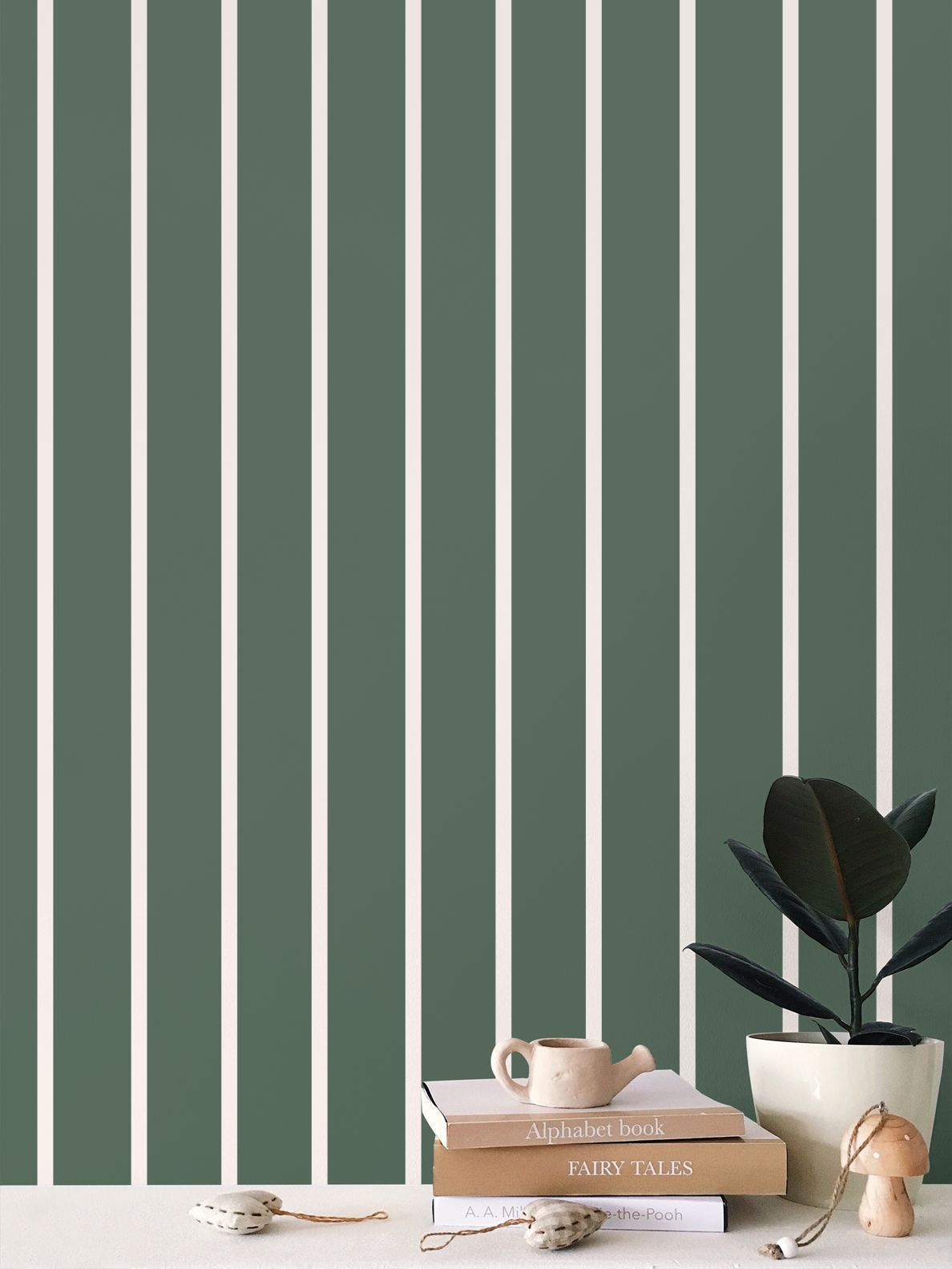 Forest Green Stripe Wallpaper
