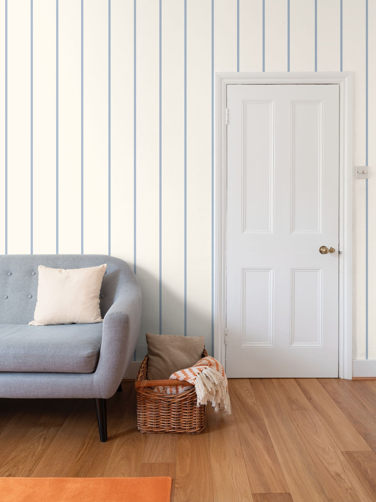 Lune et Soleil Powder Blue Stripe Wallpaper