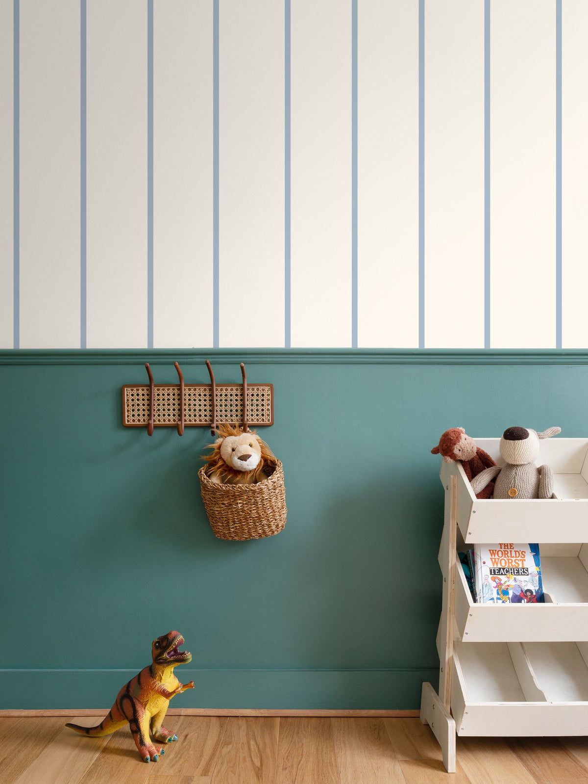 Lune et Soleil Powder Blue Stripe Wallpaper