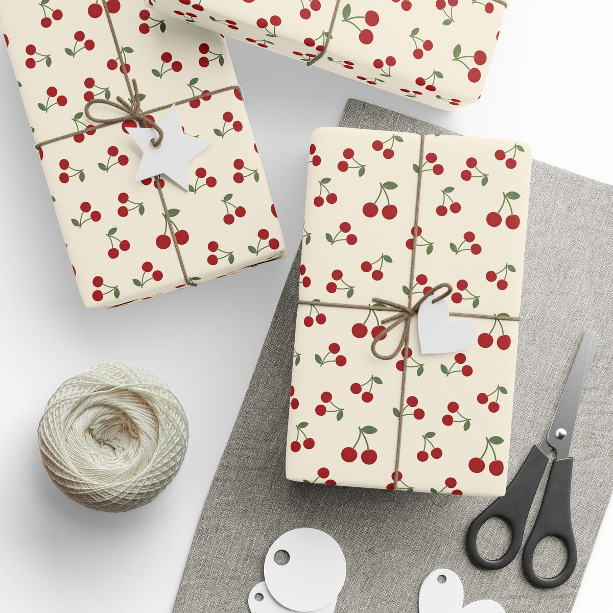 Cherry Pattern Wrapping Paper - Retro Red Cherry Gift Wrap for Birthdays & Holidays