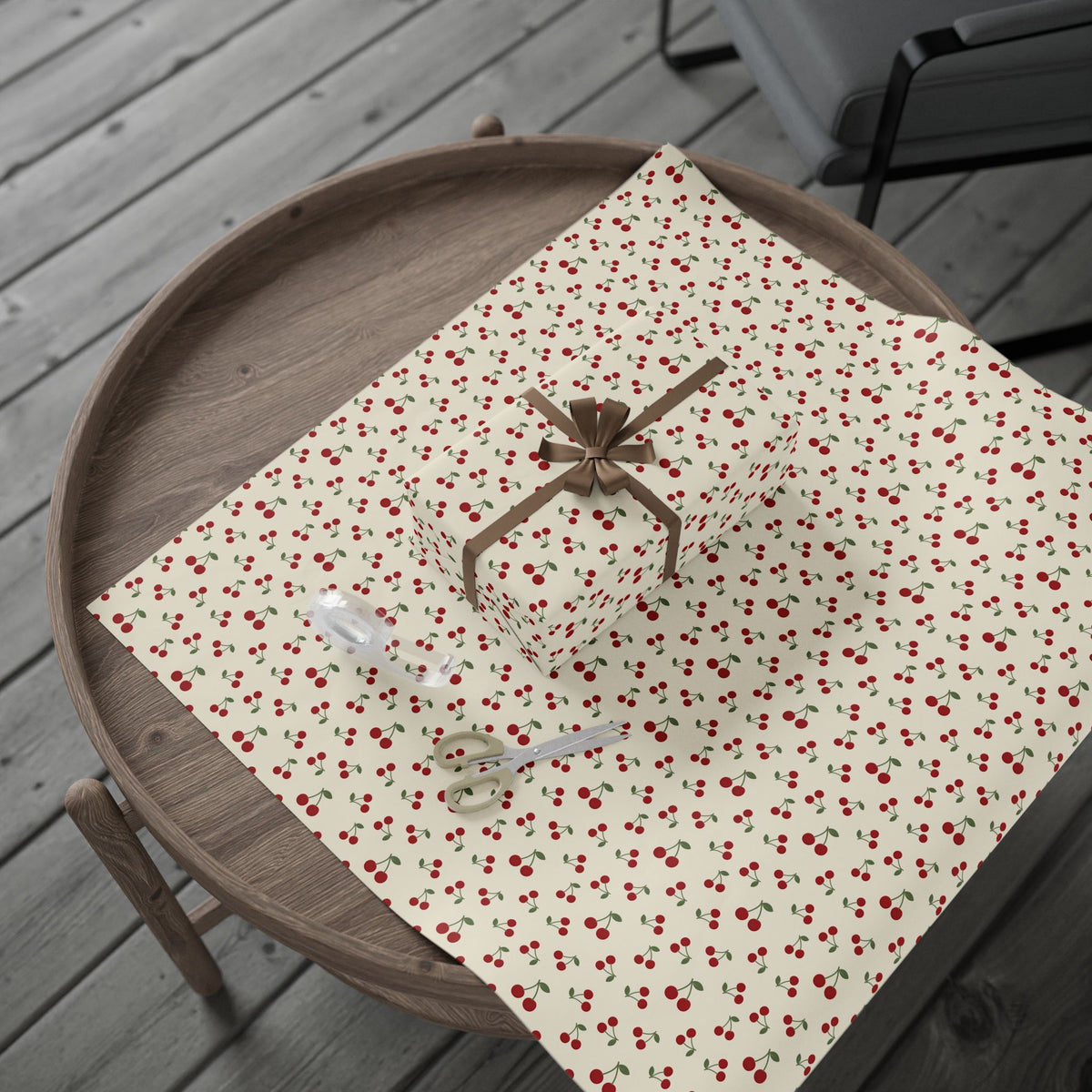 Cherry Pattern Wrapping Paper - Retro Red Cherry Gift Wrap for Birthdays & Holidays