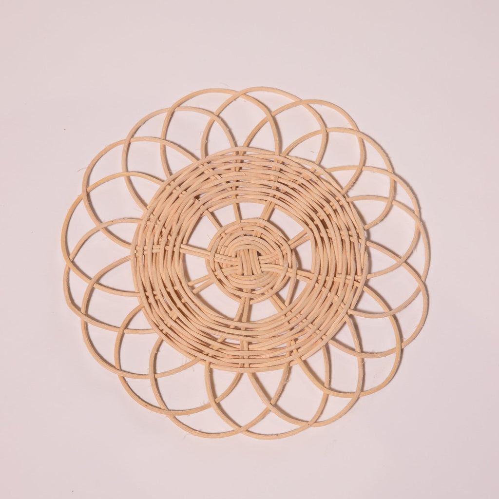 Bohemian Wall Decor UK: Handwoven Marigold Rattan Art-0