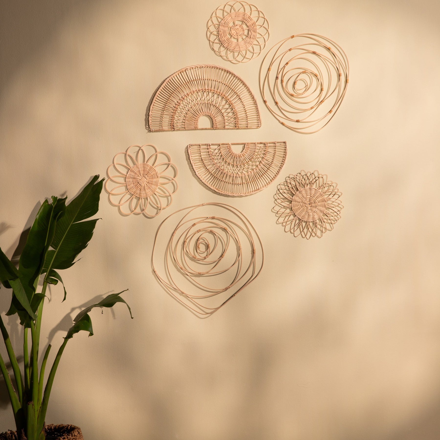 Bohemian Wall Decor UK: Handwoven Marigold Rattan Art-2