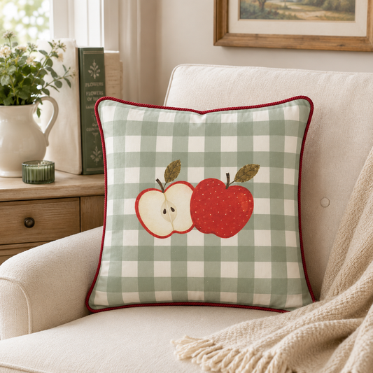 Apple Gingham Country Silk Cushion