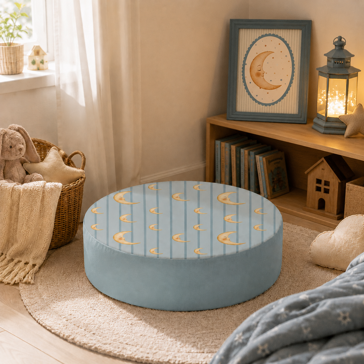 Lune Round Floor Cushion | Celestial Nursery & Cozy Home Deco