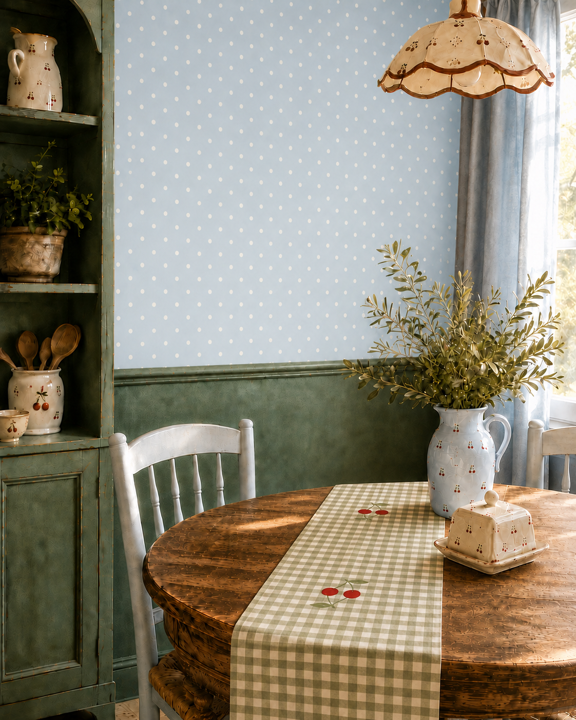 Powder Blue Polka Dot Wallpaper