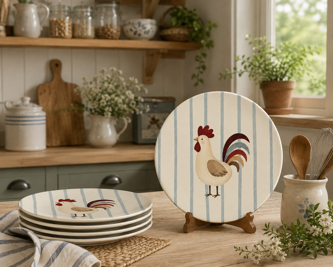 Country Rooster Ceramic Plate