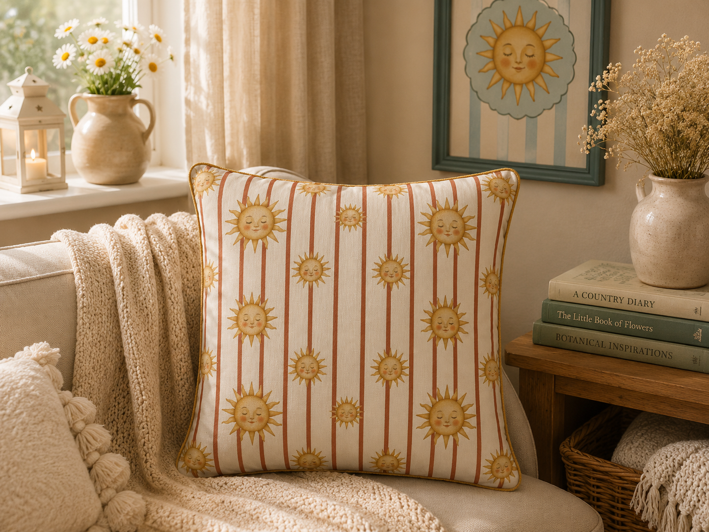 Golden Sun Throw Pillow