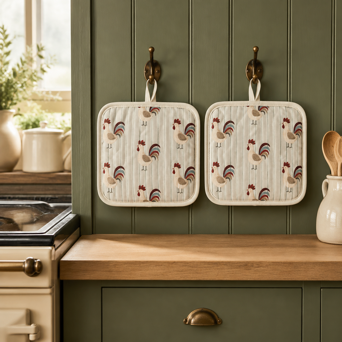 Country Rooster Hot Dish Pads – Set of 2