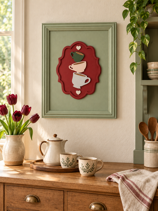 Quadretto in legno Tea Cups