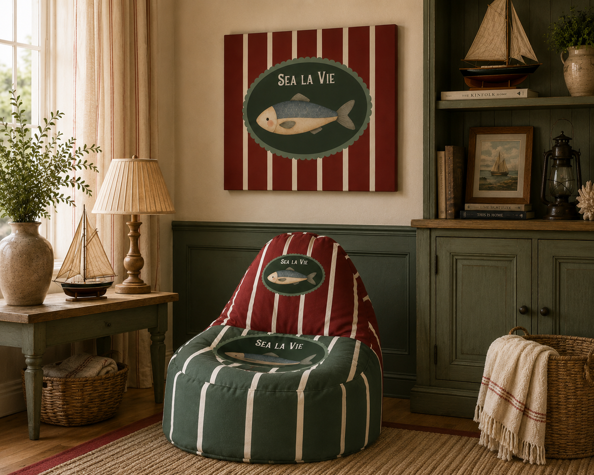 Sea la Vie Striped Designer Bean Bag