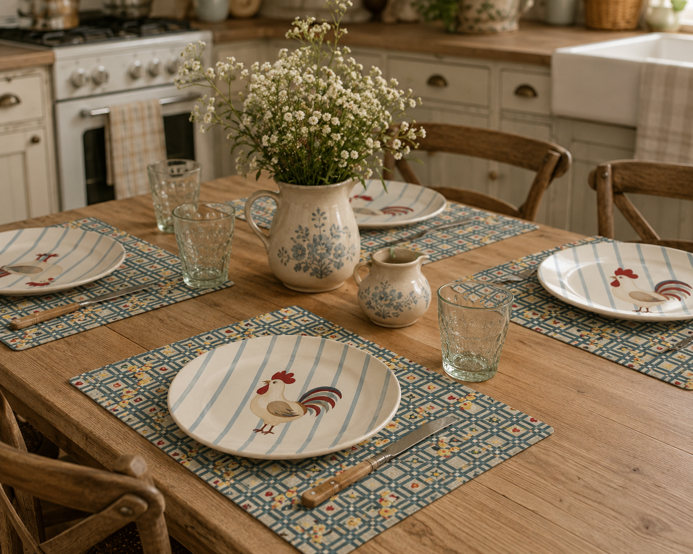 Country Rooster Ceramic Plate