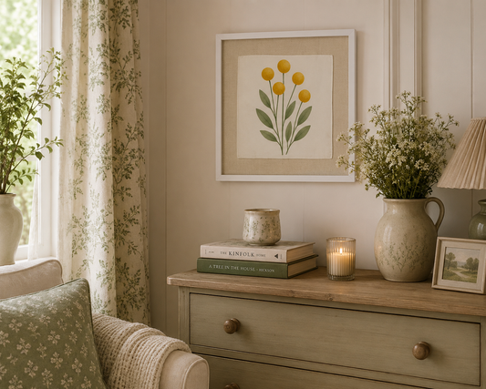 Golden Wildflowers Framed Silk Art